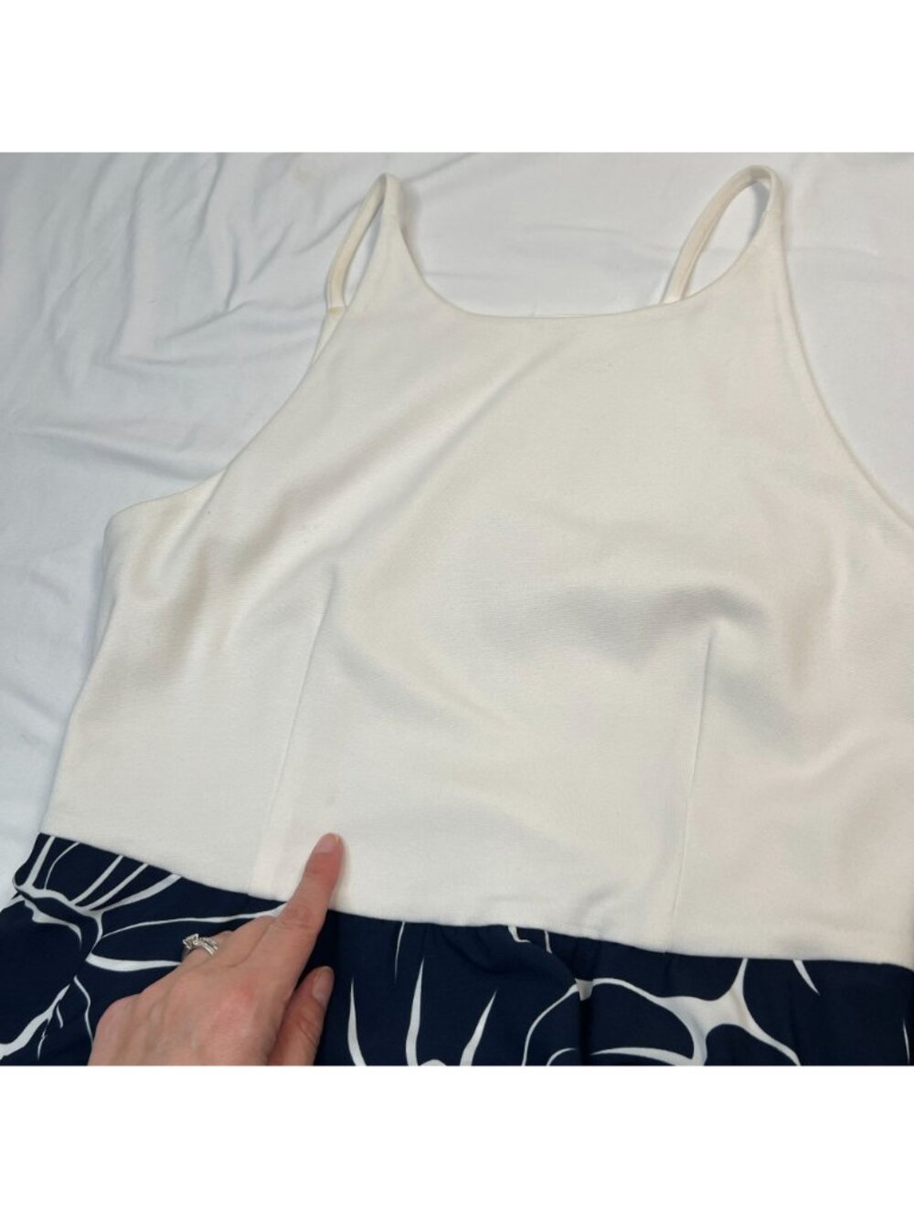 hutch Anthropologie Peachy High-Low Dress Color Block Floral Navy Multicolor M - Picture 8 of 16